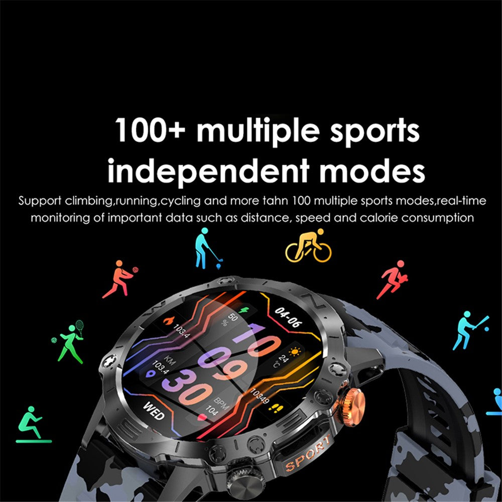 K59 1.43-inch AMOLED Screen Smart Watch for Men Sports Bracelet with Blood Pressure, Heart Rate Monitoring