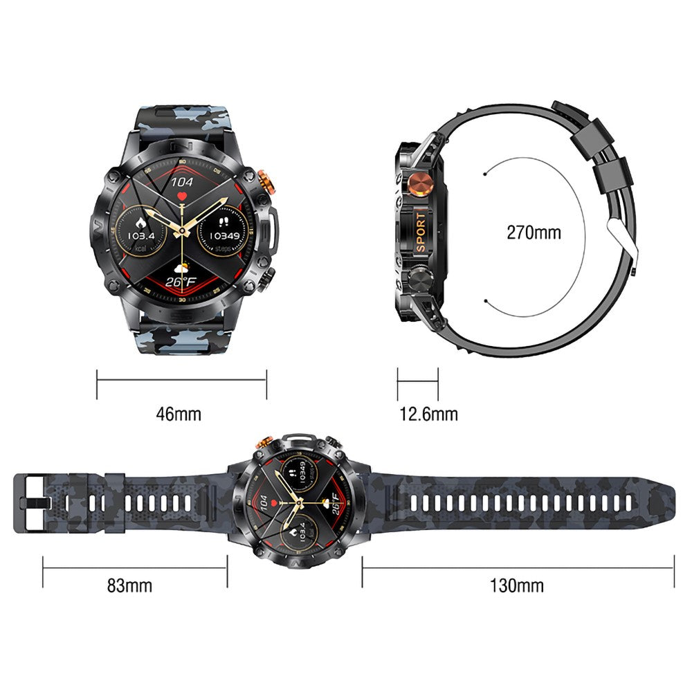 K59 1.43-inch AMOLED Screen Smart Watch for Men Sports Bracelet with Blood Pressure, Heart Rate Monitoring