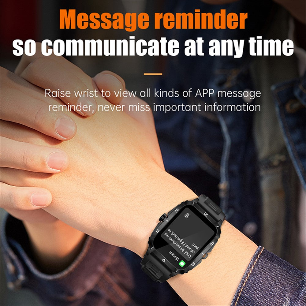 KT71 3ATM Waterproof Outdoor Sports Watch 1.96-inch Screen Bluetooth-compatible Call Smart Bracelet (APP: DaFit)