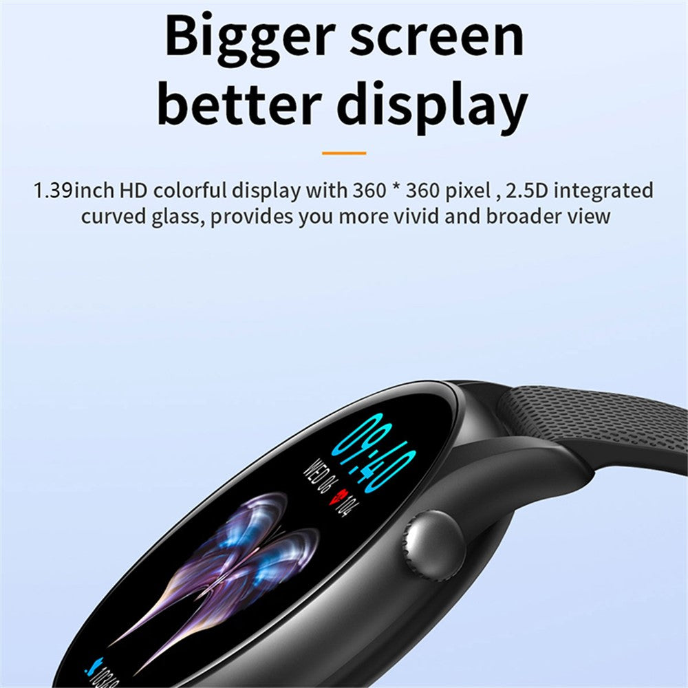 KT60 1.39-inch Fitness Tracker Bluetooth-compatible Call Voice Assistant Waterproof Smart Bracelet
