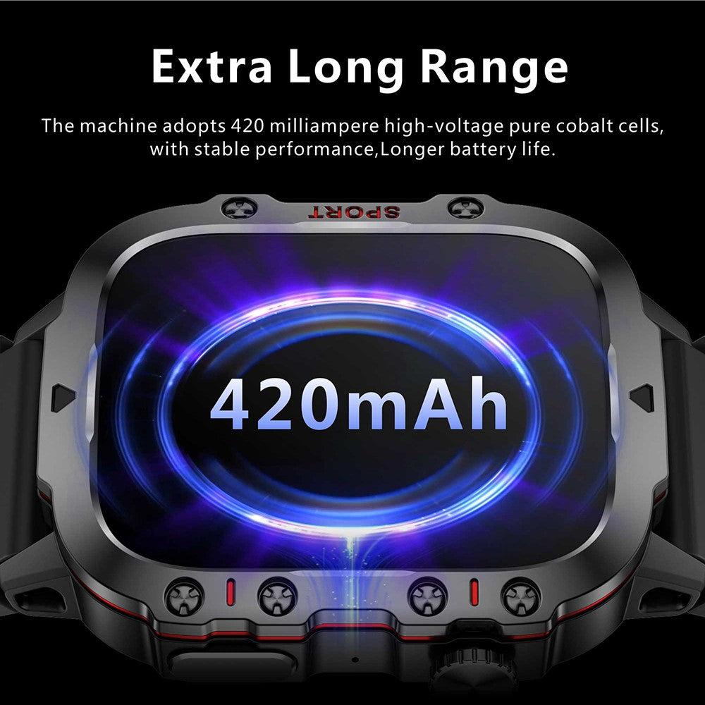 QX11 1.96-inch Display Smart Watch Bluetooth-compatible Talk Outdoor Waterproof Anti-Drop Sports Bracelet for Men