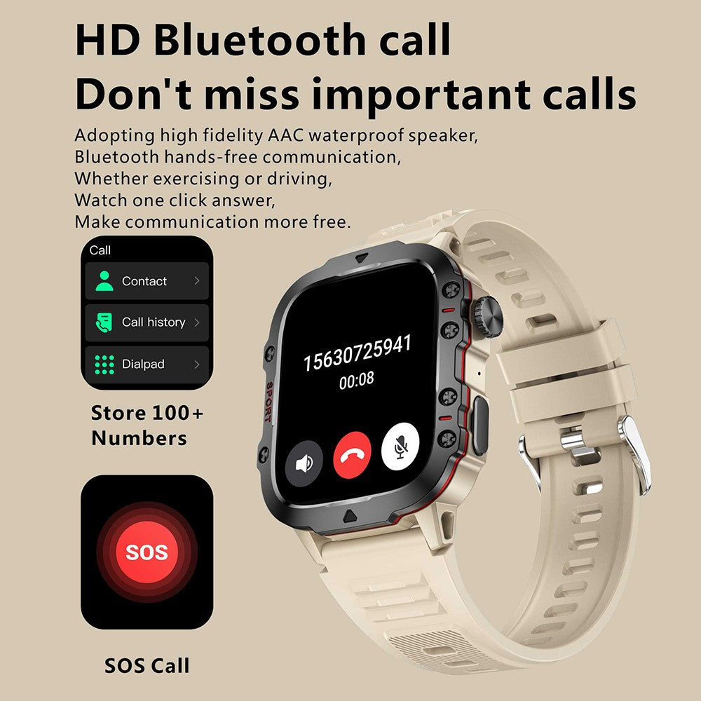 QX11 1.96-inch Display Smart Watch Bluetooth-compatible Talk Outdoor Waterproof Anti-Drop Sports Bracelet for Men