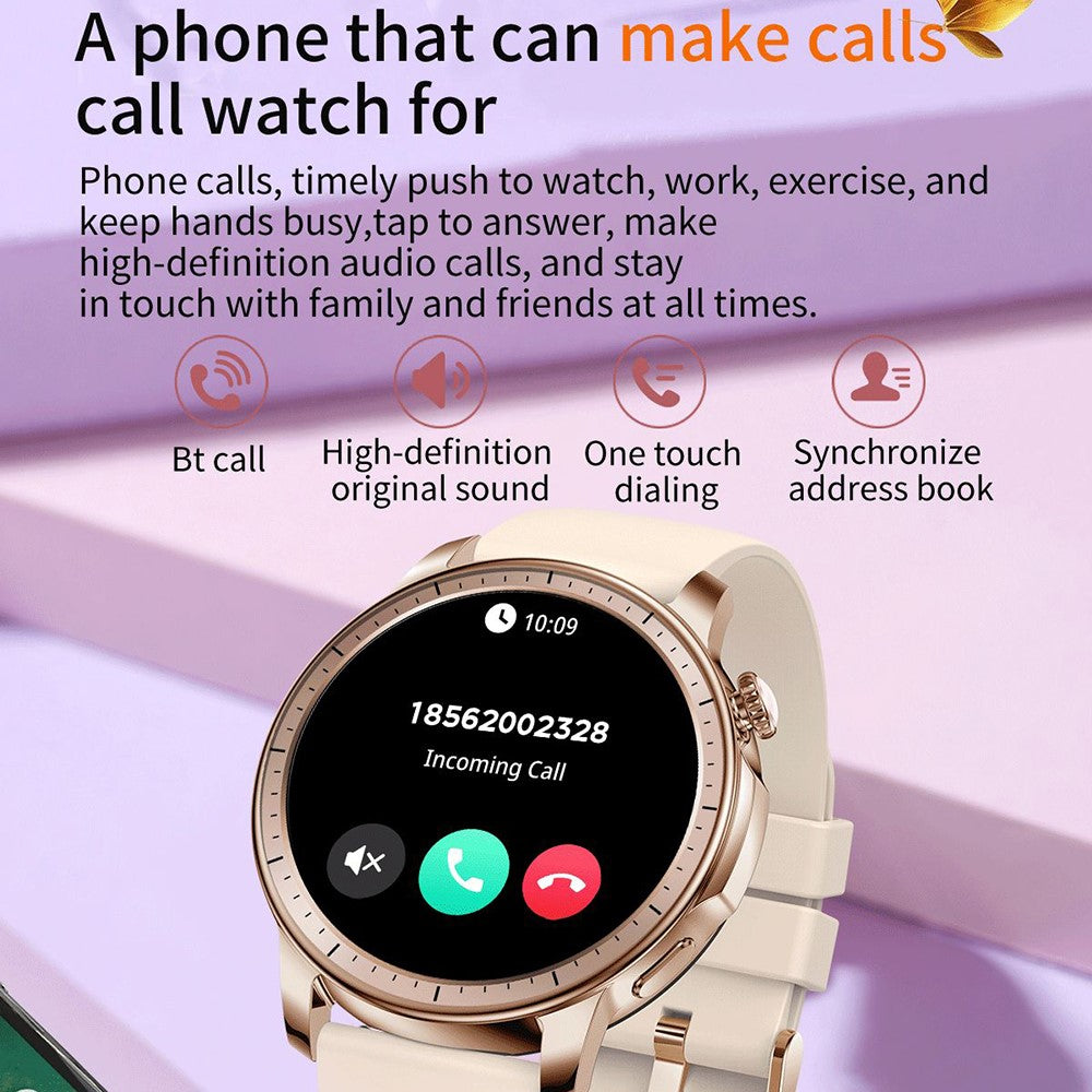 V65 1.32-inch AMOLED Touch Screen Smart Watch Heart Rate Monitor Women Sports Bracelet, Silicone Strap