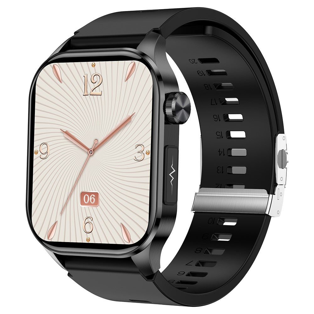 ET580 2.04" ECG Health Monitor Smart Watch, Silicone Strap+Butterfly Buckle