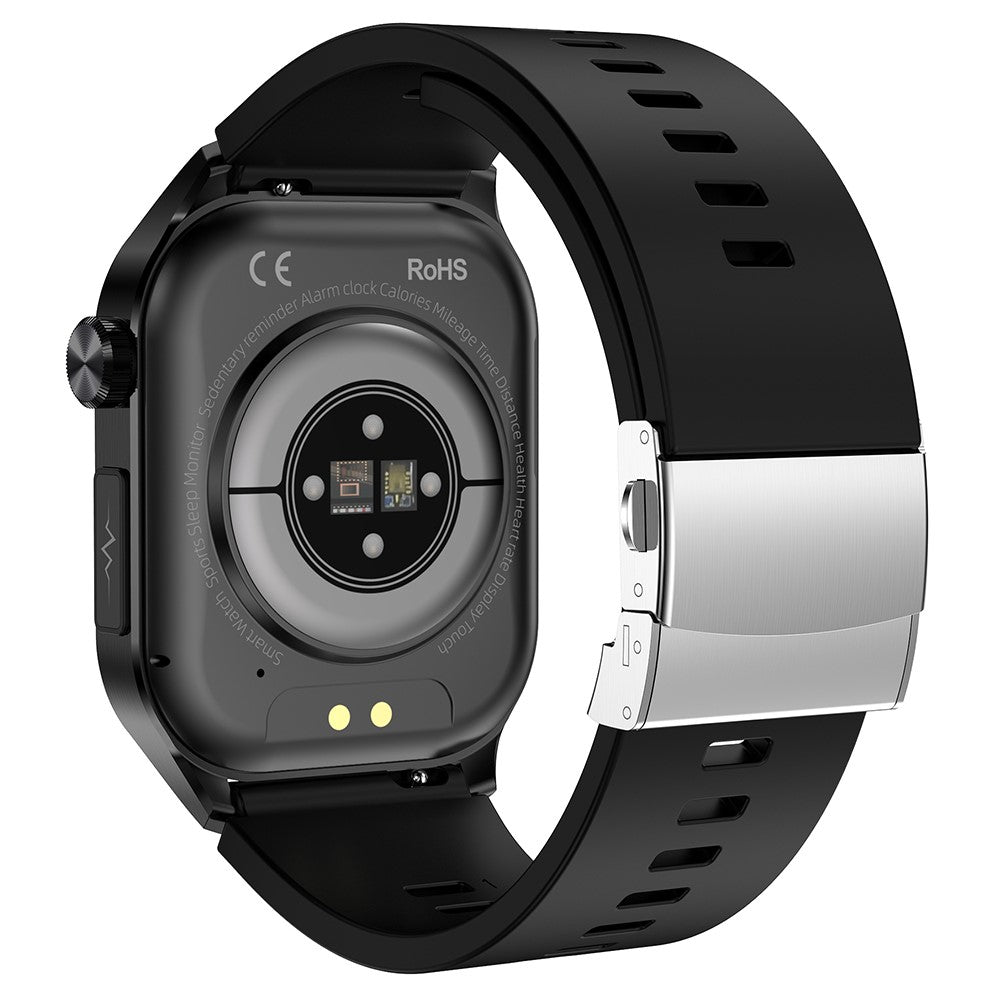 ET580 2.04" ECG Health Monitor Smart Watch, Silicone Strap+Butterfly Buckle