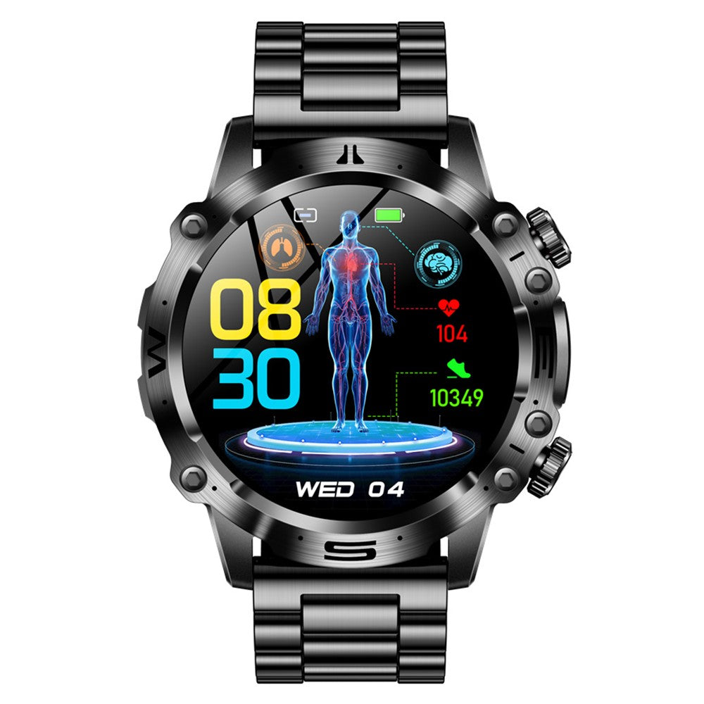 ET482 1.43 Inch AMOLED Screen ECG Smart Watch Bluetooth-Compatible Call Sports Bracelet with Steel Strap