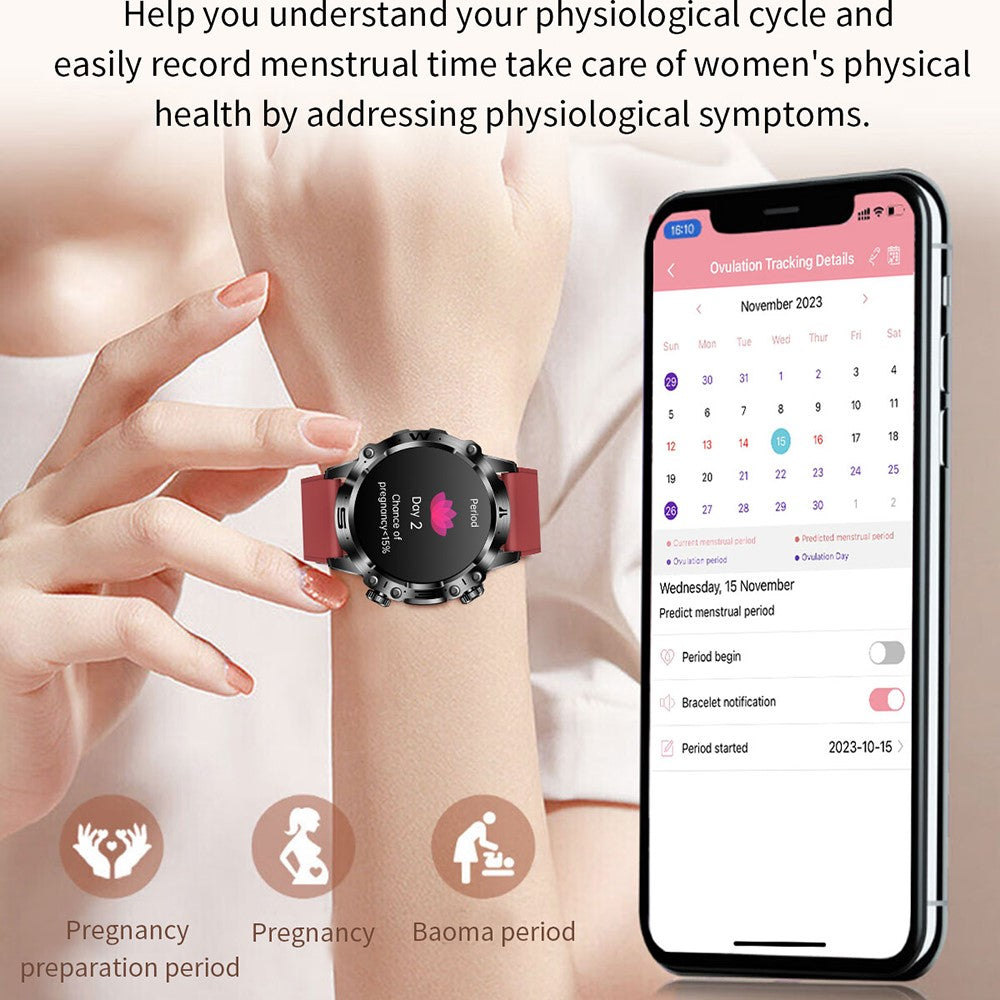 ET482 1.43 Inch AMOLED Screen ECG Smart Watch Bluetooth-Compatible Call Sports Bracelet with Steel Strap