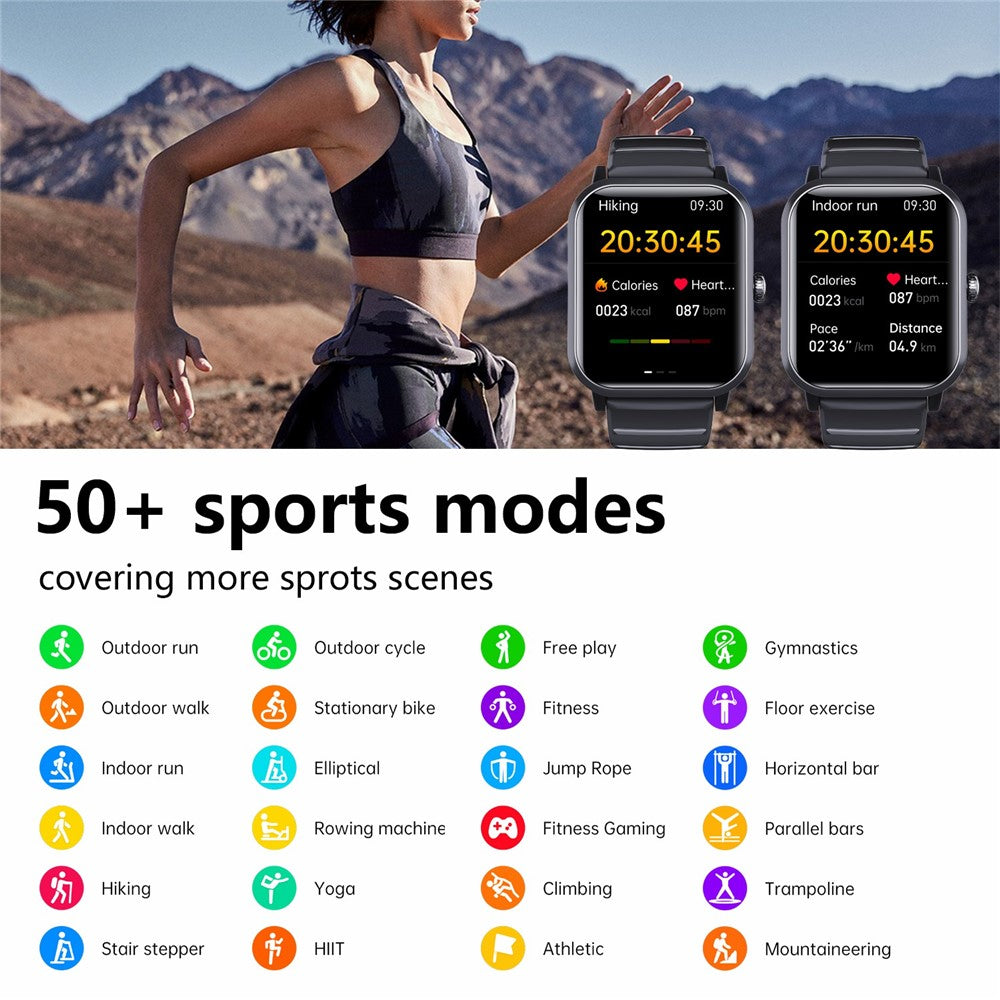 F33 Blood Sugar Heart Rate Monitor 1.91-inch Smart Watch, Silicone Strap