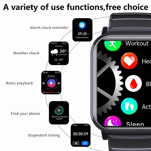 F33 IP67 1.91-inch Smart Watch Blood Sugar Heart Rate Monitor, Steel Strap