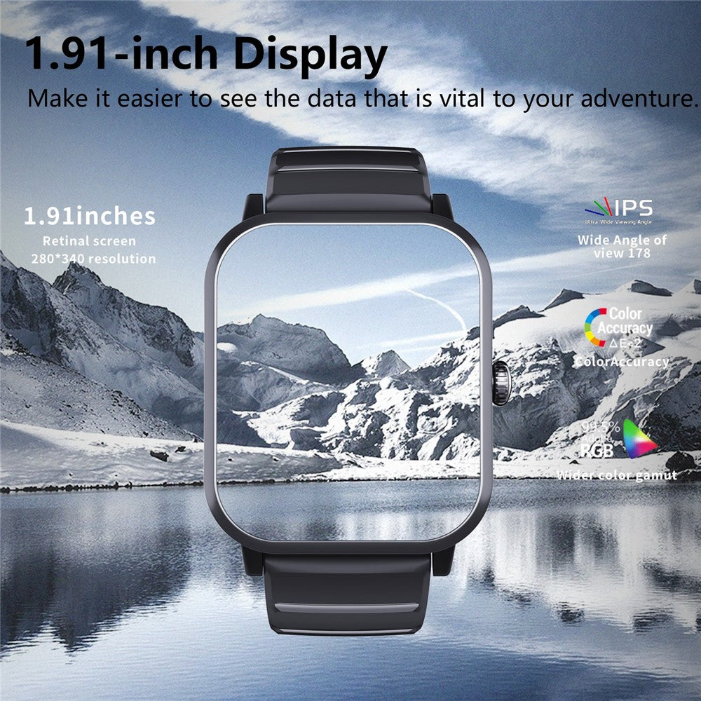 F33 IP67 1.91-inch Smart Watch Blood Sugar Heart Rate Monitor, Steel Strap
