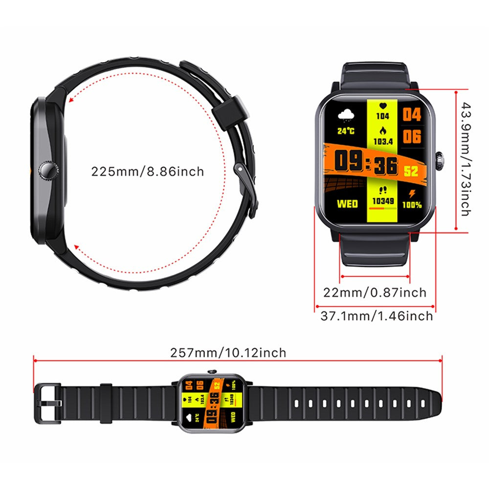 F33 IP67 1.91-inch Smart Watch Blood Sugar Heart Rate Monitor, Steel Strap