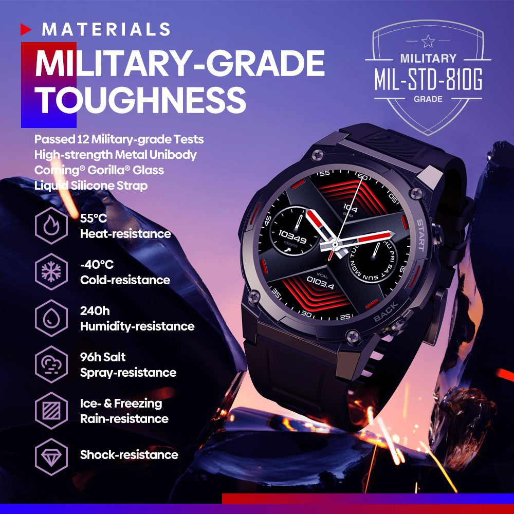 ZEBLAZE Vibe 7 Pro 1.43 Inch AMOLED Hi-Fi Phone Calls Military Grade Toughness Smart Watch