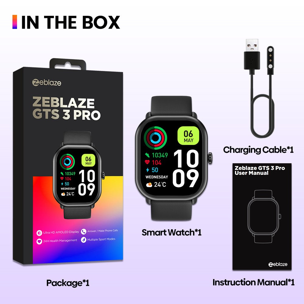 ZEBLAZE GTS3 Pro Smart Watch Ultra-big HD AMOLED Screen Health Fitness Tracker