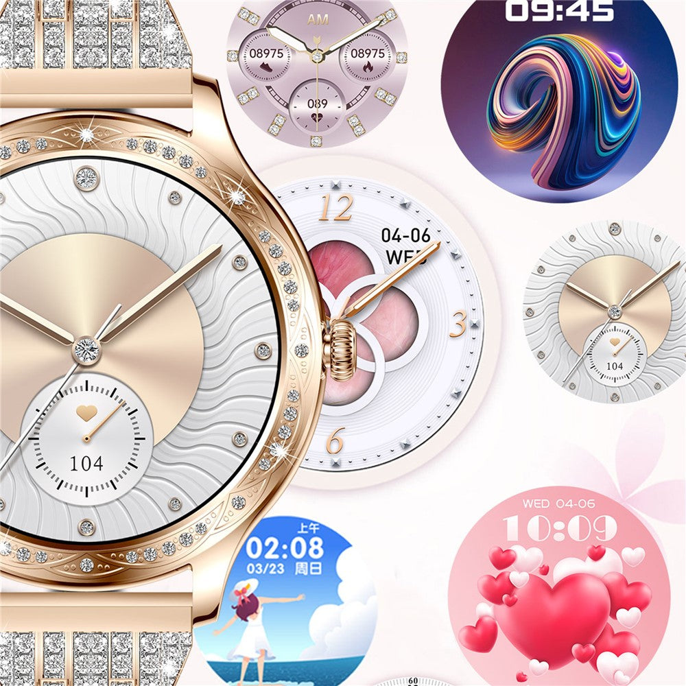 AK60 Steel Strap + Silicone Strap Women Smart Watch Health Monitoring Bluetooth-compatible Calling Smart Bracelet