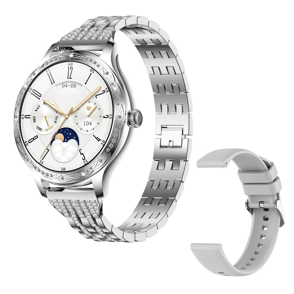 AK60 Steel Strap + Silicone Strap Women Smart Watch Health Monitoring Bluetooth-compatible Calling Smart Bracelet