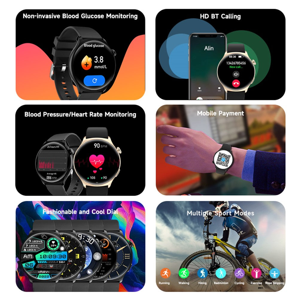 MX16 1.43-inch Round Screen Bluetooth-compatible Calling Health Monitor Smart Watch
