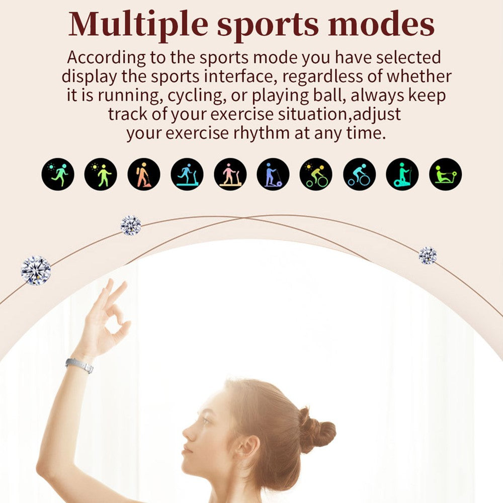 AK62 1.09-inch Round Screen Bluetooth-compatible Call Women Heart Rate Smart Watch, Steel Strap