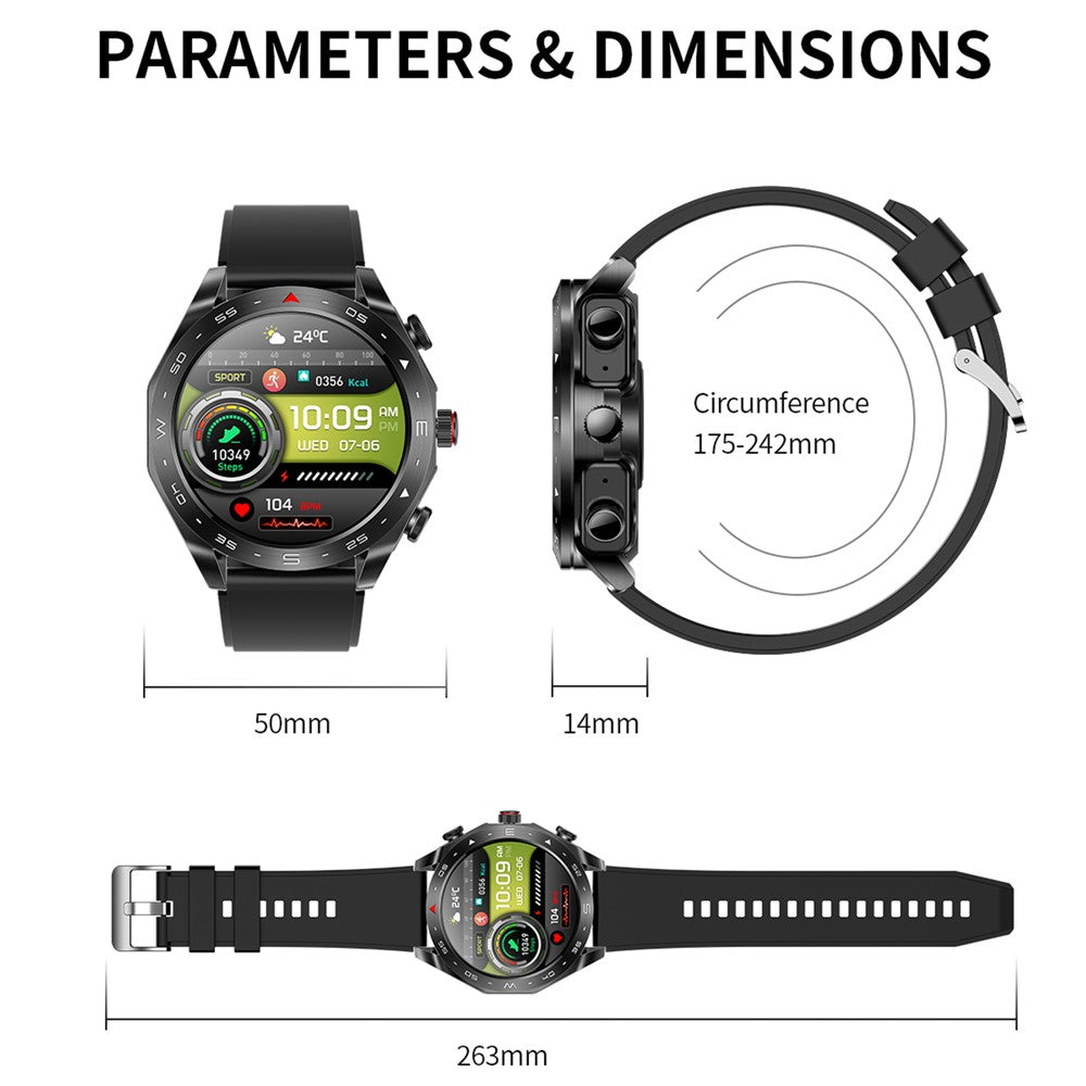 T95 2-in-1 1.52-inch IPS Screen Smart Watch Waterproof Bluetooth-compatible Call TWS Earphones