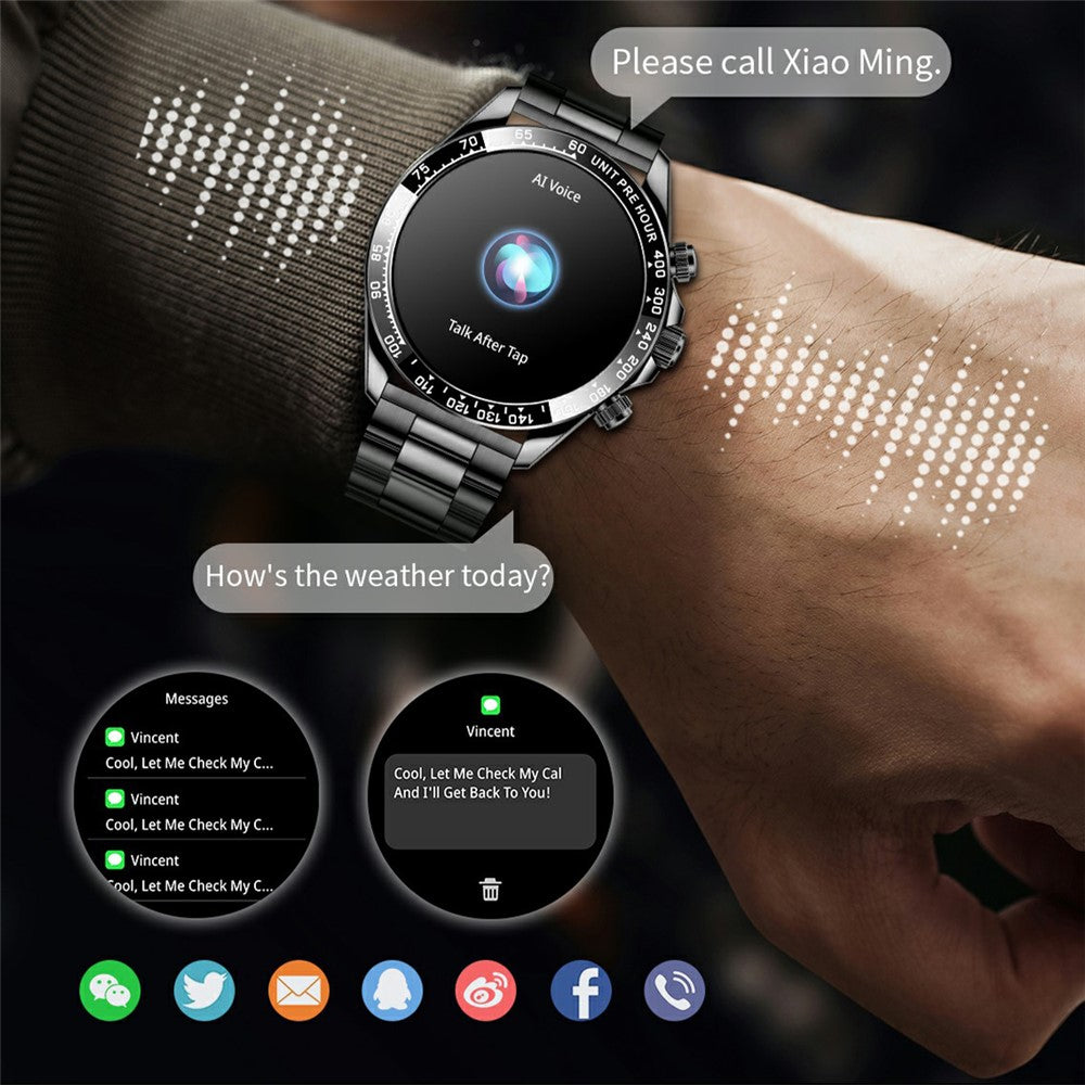 AK63 AMOLED Screen Smart Watch Bluetooth-compatible Call Wrist Bracelet with Silicone Strap