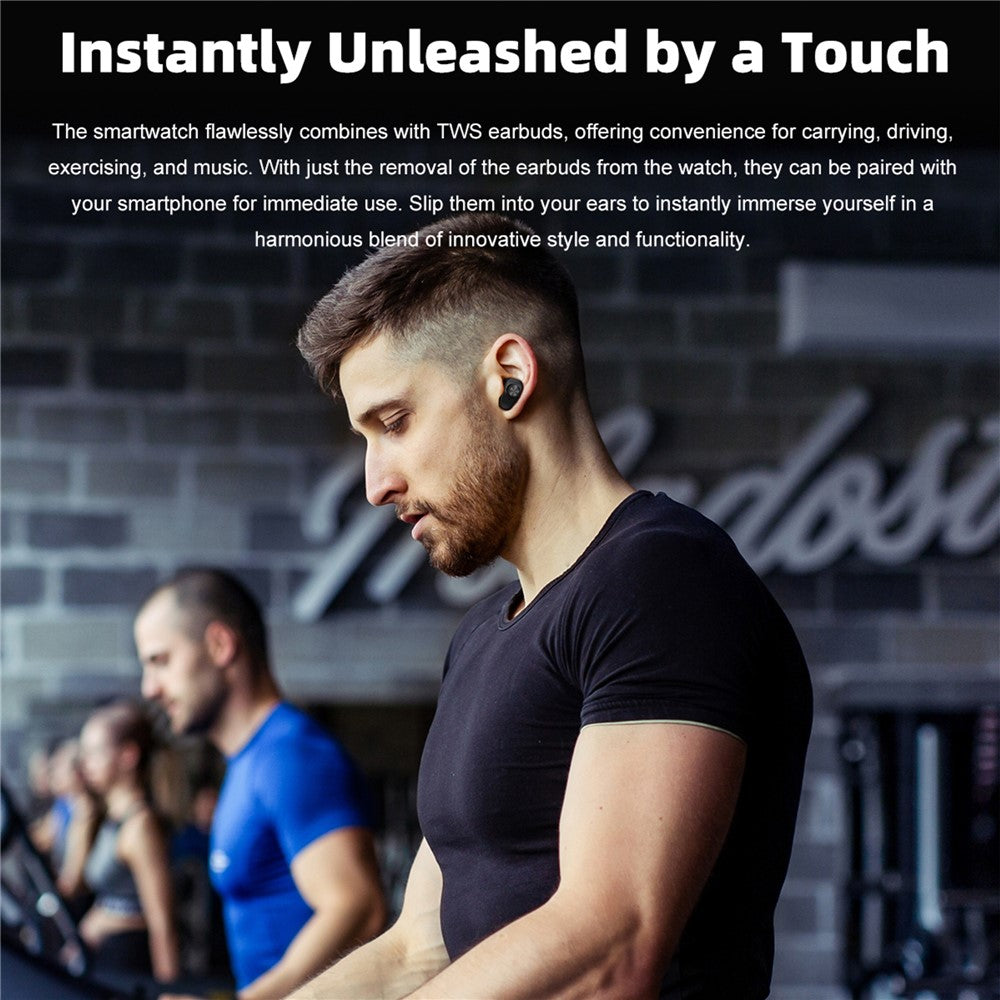 GT100pro 2-in-1 1.46-inch Health Monitoring Smart Watch TWS Bluetooth-compatible Earbuds