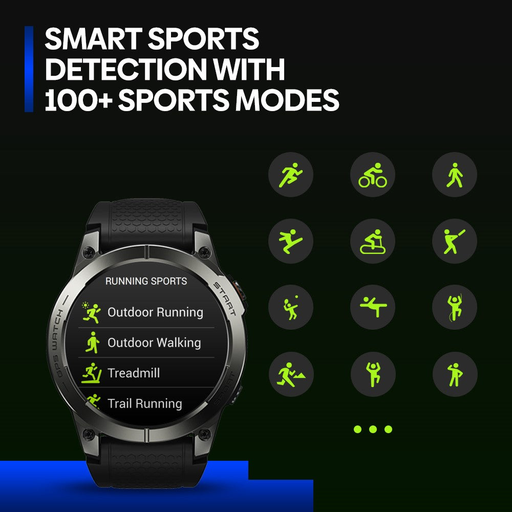 ZEBLAZE Stratos 3 Pro 1.43-inch Bluetooth-compatible Call Health Monitor GPS Sports Smart Watch