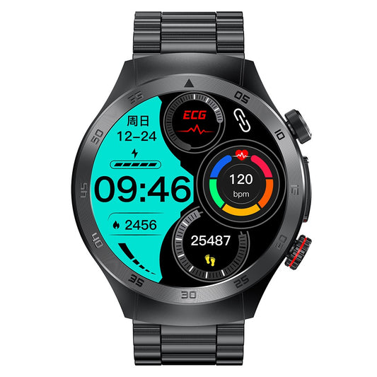 E800 1.43’’ AMOLED Display Smart Watch with Steel Strap IP68 Waterproof Sport Watch