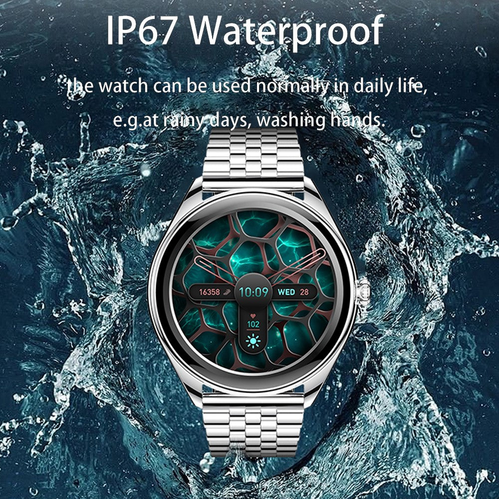 MT55 1.43-inch AMOLED Screen Heart Rate Sleep Monitor Sports Tracker Smart Watch, Leather Strap