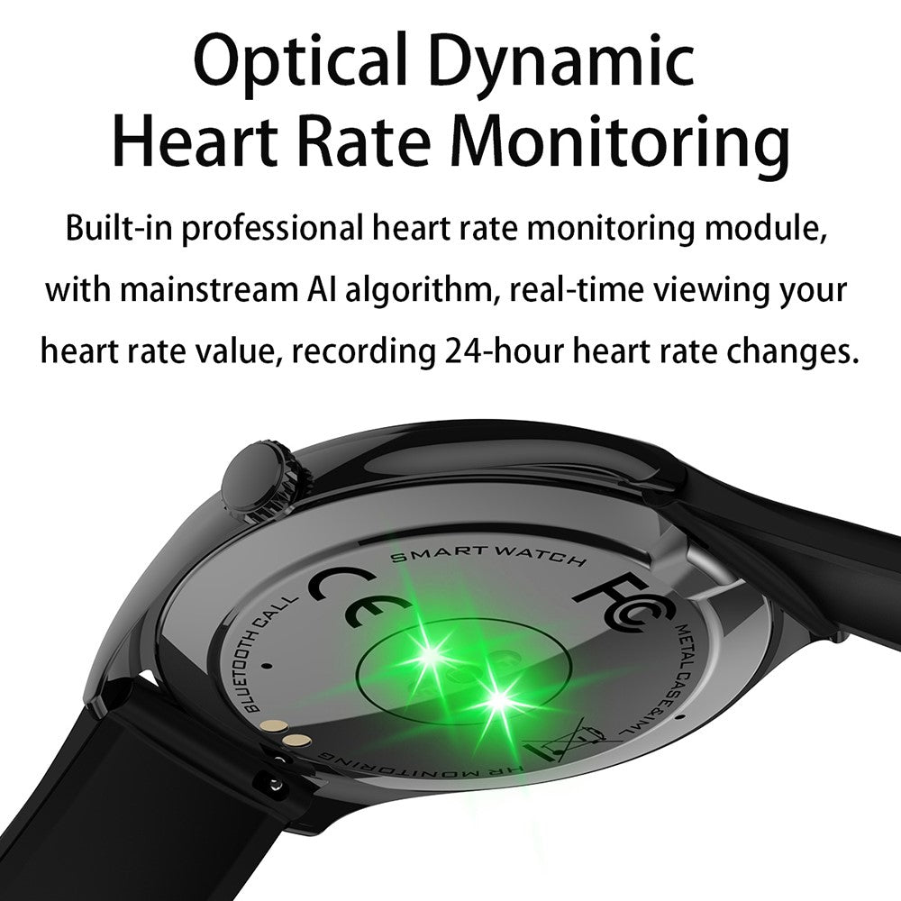 MT55 1.43-inch AMOLED Screen Heart Rate Sleep Monitor Sports Tracker Smart Watch, Leather Strap