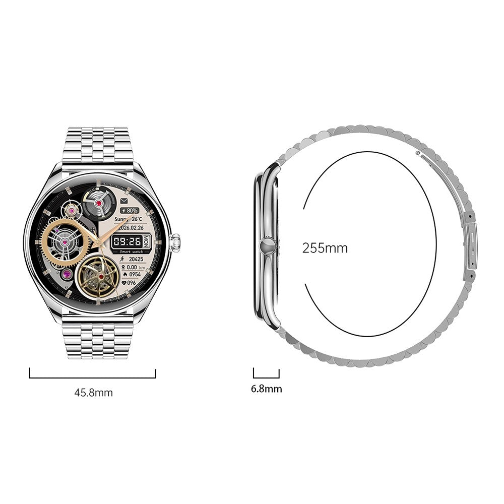 MT55 1.43-inch AMOLED Screen Heart Rate Sleep Monitor Sports Tracker Smart Watch, Leather Strap