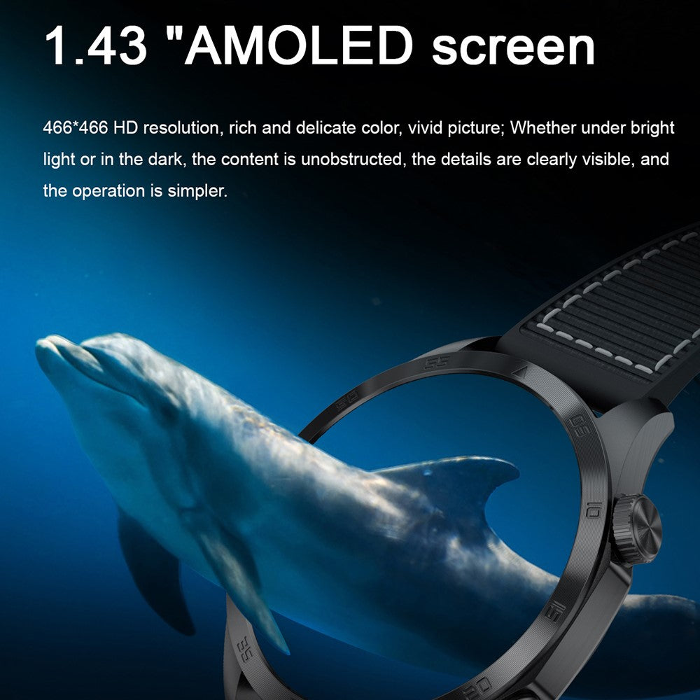 ET485 1.43-inch AMOLED Screen Bluetooth-compatible Call Health Monitoring ECG Smart Watch, Silicone Strap