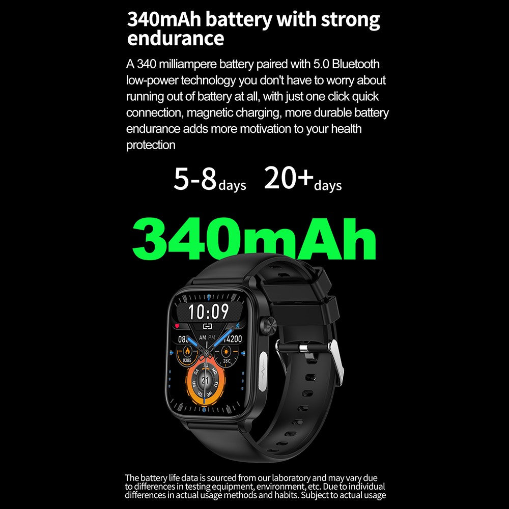 ET570 Smart Watch with Bluetooth-compatible Call, ECG, Body Temperature, Heart Rate, Blood Pressure, Multi-Sport Modes - Leather Strap