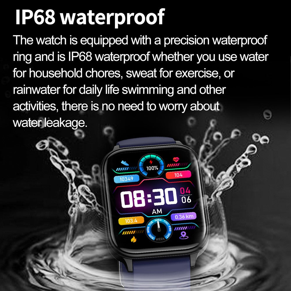 ET570 Smart Watch with Bluetooth-compatible Call, ECG, Body Temperature, Heart Rate, Blood Pressure, Multi-Sport Modes - Leather Strap