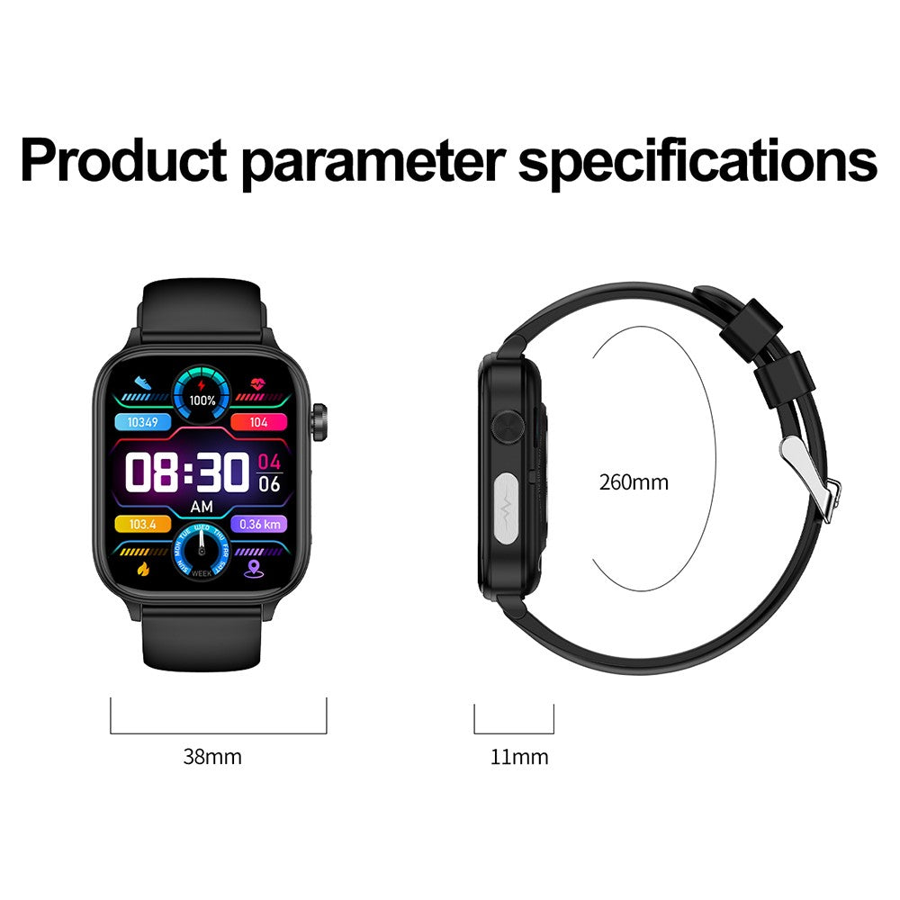 ET570 Smart Watch with Bluetooth-compatible Call, ECG, Body Temperature, Heart Rate, Blood Pressure, Multi-Sport Modes - Leather Strap