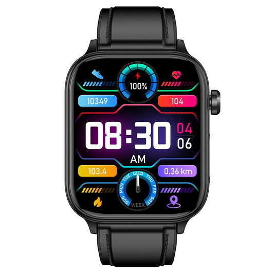 ET570 Smart Watch with Bluetooth-compatible Call, ECG, Body Temperature, Heart Rate, Blood Pressure, Multi-Sport Modes - Leather Strap