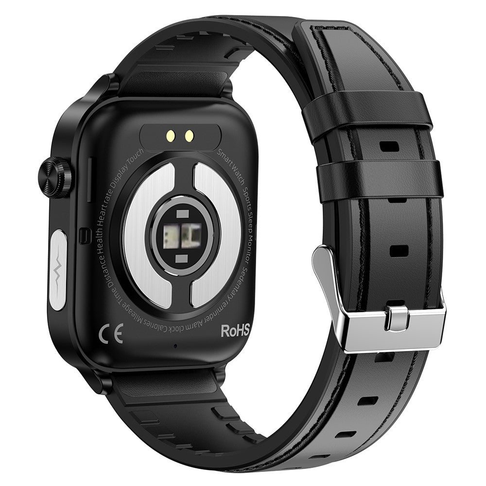ET570 Smart Watch with Bluetooth-compatible Call, ECG, Body Temperature, Heart Rate, Blood Pressure, Multi-Sport Modes - Leather Strap