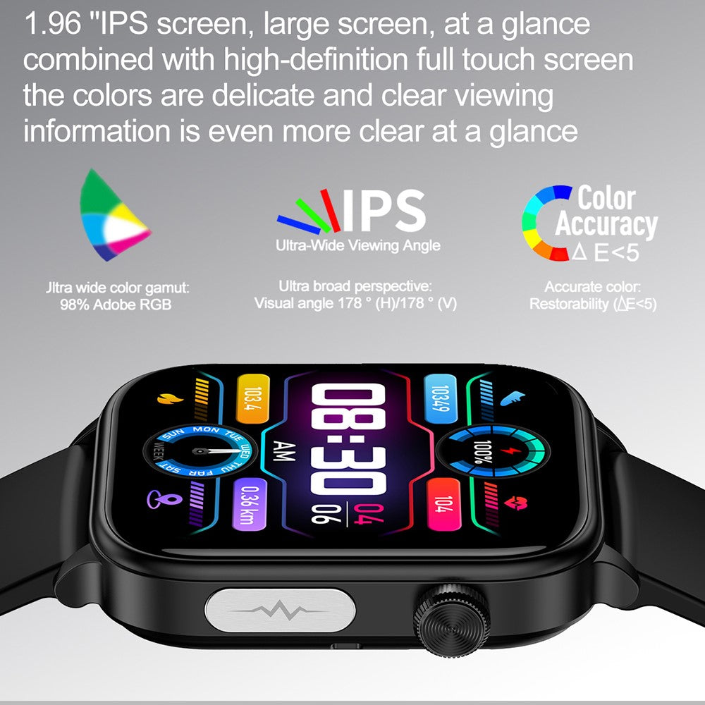 ET570 Smart Watch with Bluetooth-compatible Call, ECG, Body Temperature, Heart Rate, Blood Pressure, Multi-Sport Modes - Leather Strap