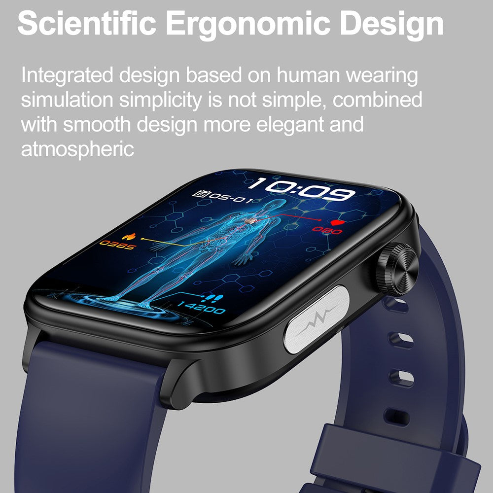 ET570 Smart Watch with Bluetooth-compatible Call, ECG, Body Temperature, Heart Rate, Blood Pressure, Multi-Sport Modes - Leather Strap