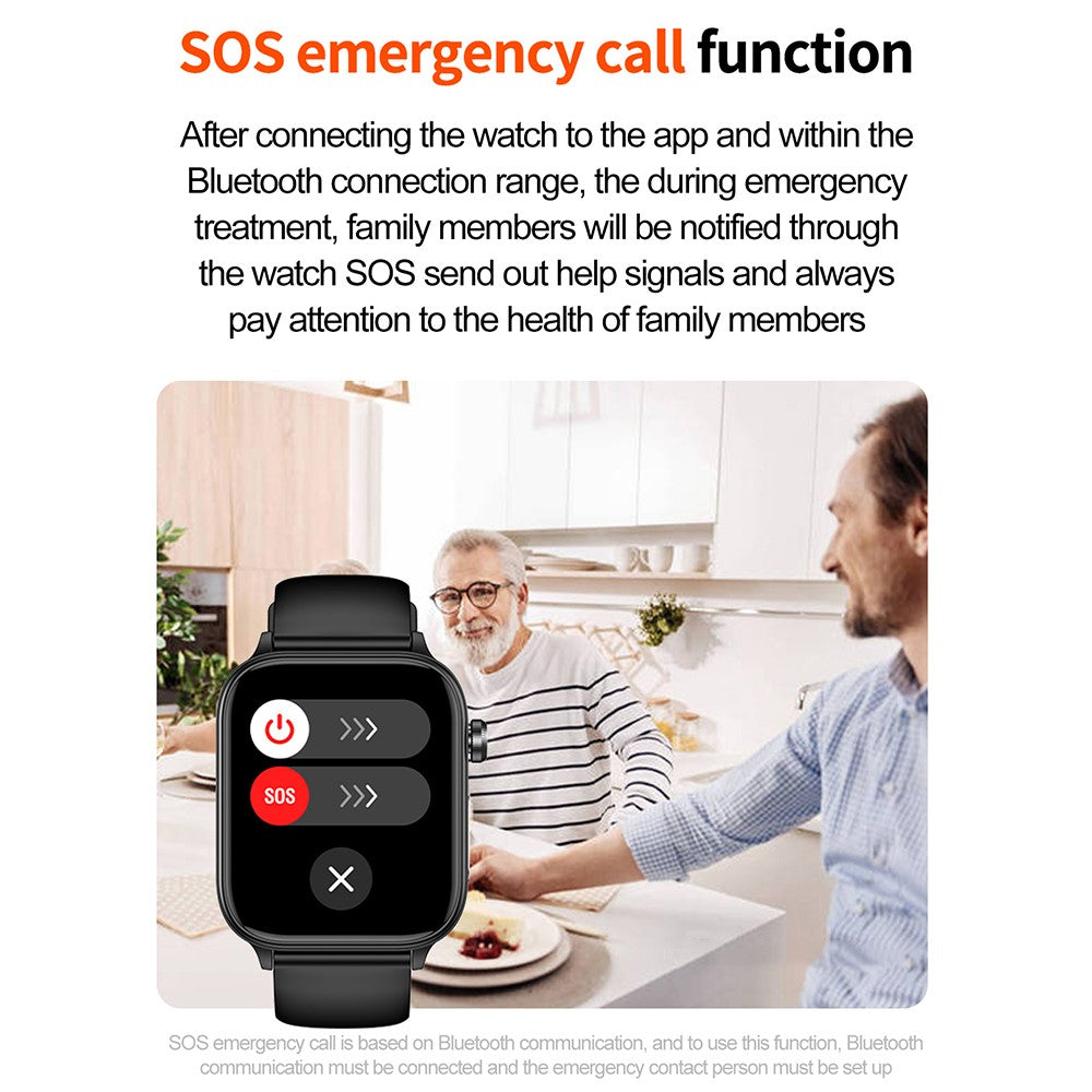 ET570 Smart Watch with Bluetooth-compatible Call, ECG, Body Temperature, Heart Rate, Blood Pressure, Multi-Sport Modes - Leather Strap