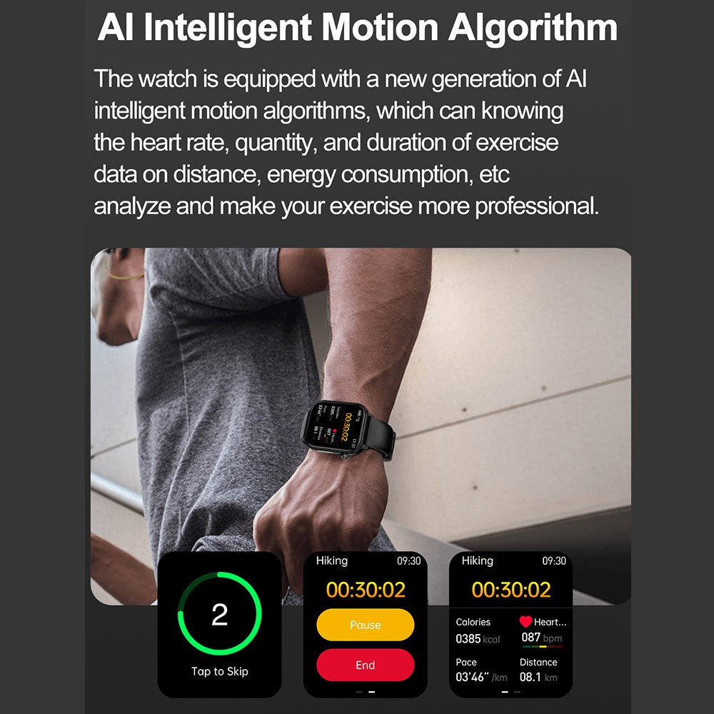 ET570 Smart Watch with Bluetooth-compatible Call, ECG, Body Temperature, Heart Rate, Blood Pressure, Multi-Sport Modes - Leather Strap