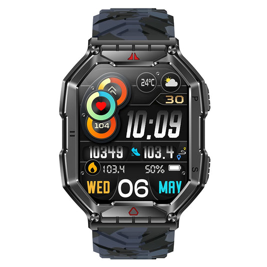 KR82 Waterproof Men's Wrist Bracelet Flashlight 2.1-Inch Screen Smart Watch for Outdoors