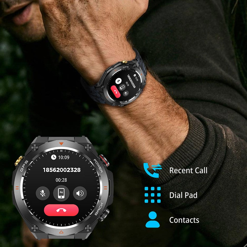KC82 Altitude Air Pressure Compass Function Men Smart Watch Waterproof Bluetooth-compatible Call GPS Outdoor Sports Watch