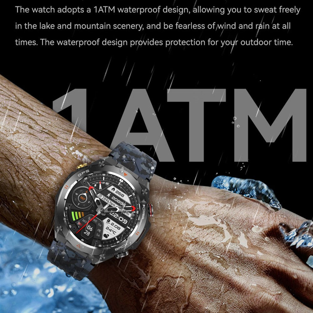 KC82 Altitude Air Pressure Compass Function Men Smart Watch Waterproof Bluetooth-compatible Call GPS Outdoor Sports Watch