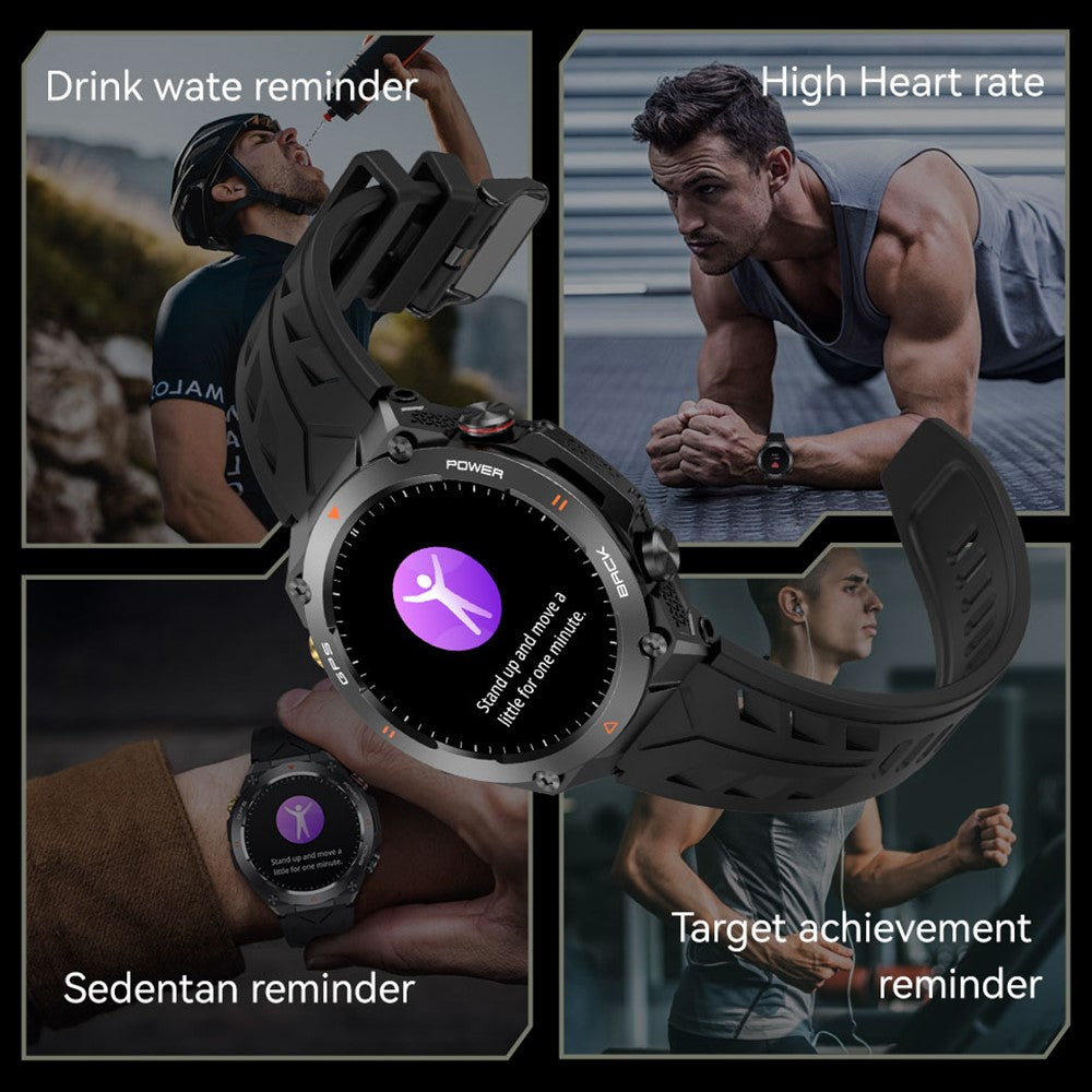 KC82 Altitude Air Pressure Compass Function Men Smart Watch Waterproof Bluetooth-compatible Call GPS Outdoor Sports Watch
