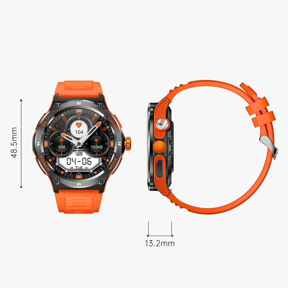 KT76 3ATM Waterproof Health Monitor 1.53-inch Bluetooth-compatible Smart Watch with Flashlight