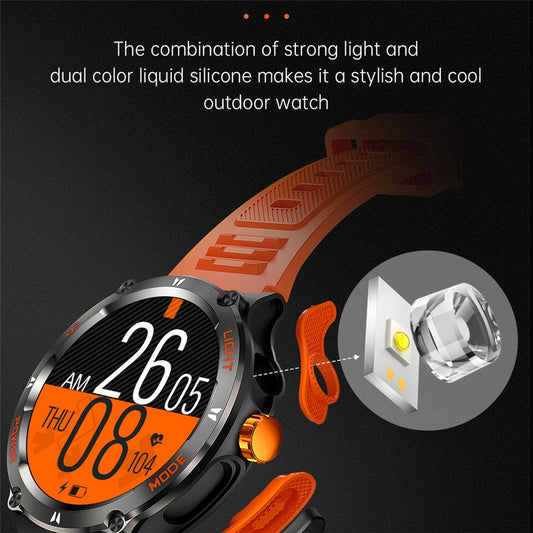 KT76 3ATM Waterproof Health Monitor 1.53-inch Bluetooth-compatible Smart Watch with Flashlight