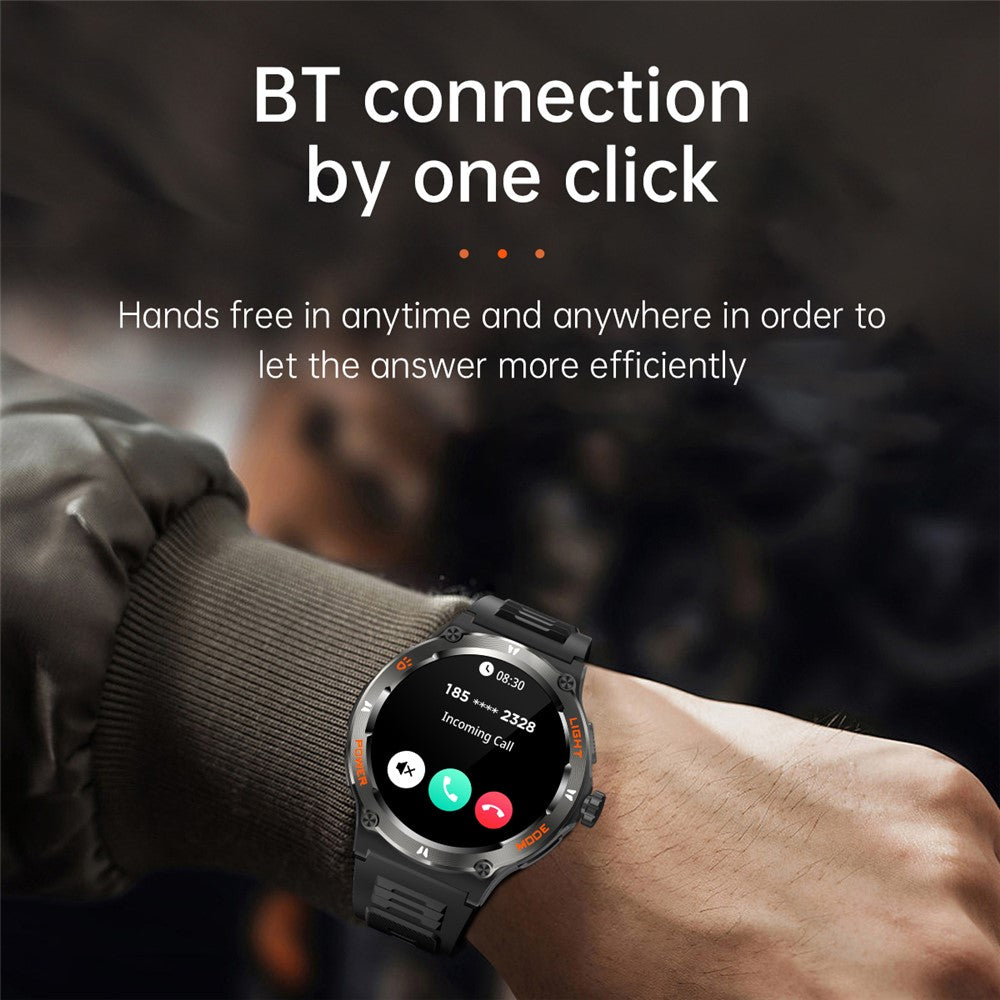 KT76 3ATM Waterproof Health Monitor 1.53-inch Bluetooth-compatible Smart Watch with Flashlight