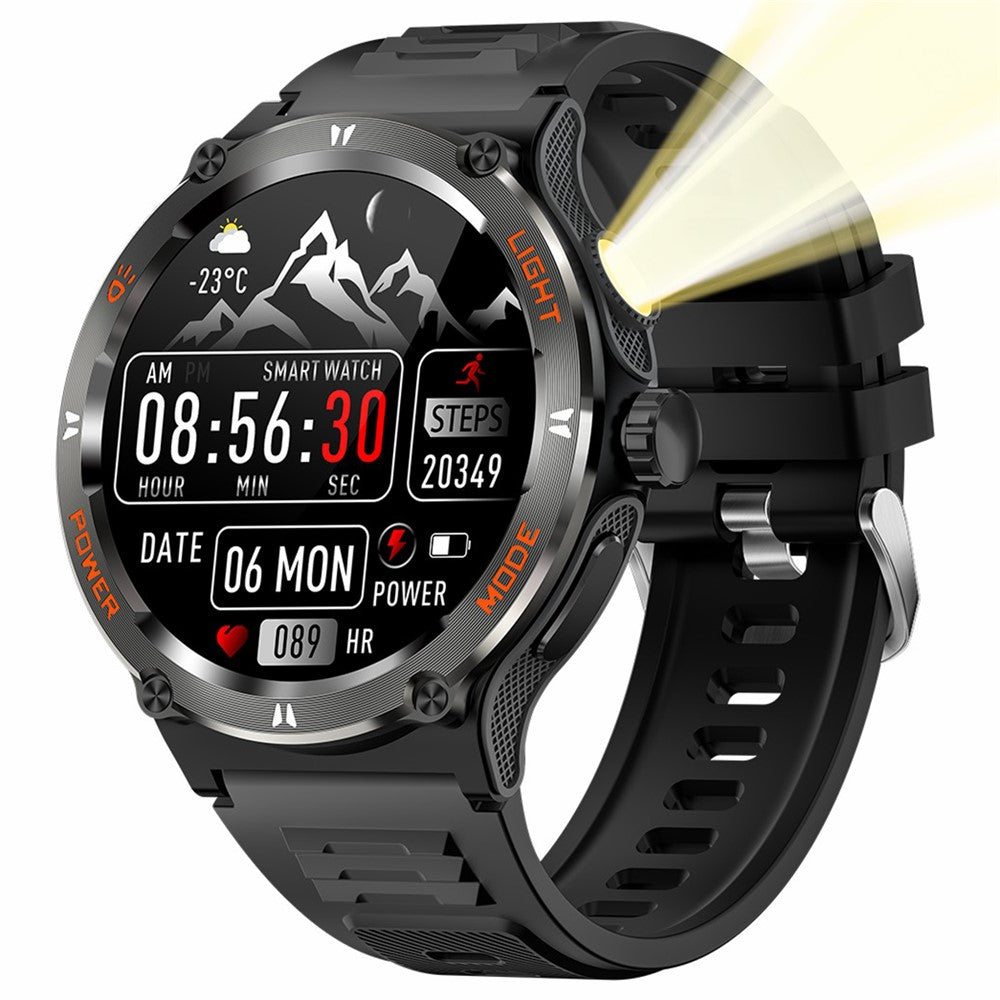 KT76 3ATM Waterproof Health Monitor 1.53-inch Bluetooth-compatible Smart Watch with Flashlight