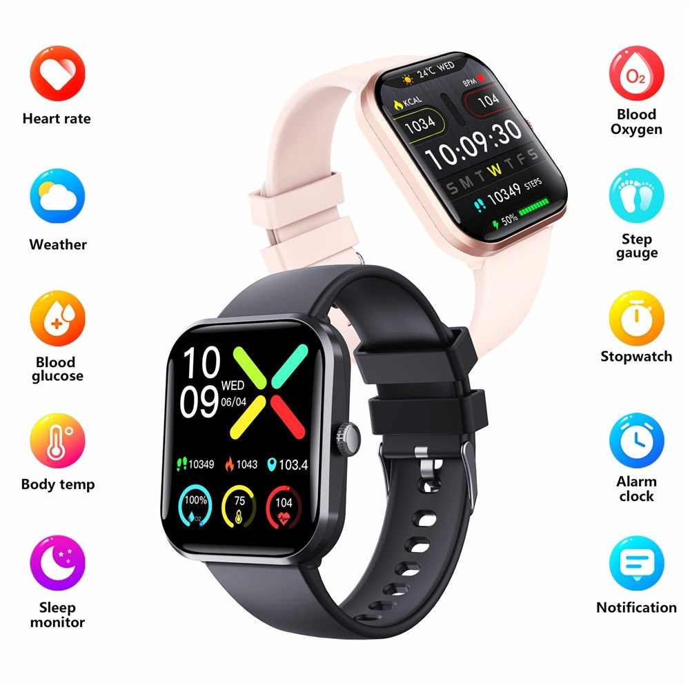 F96 1.9-inch Bluetooth-compatible Calling Smart Watch Body Temperature Blood Glucose Monitoring Fitness Tracker Smart Bracelet