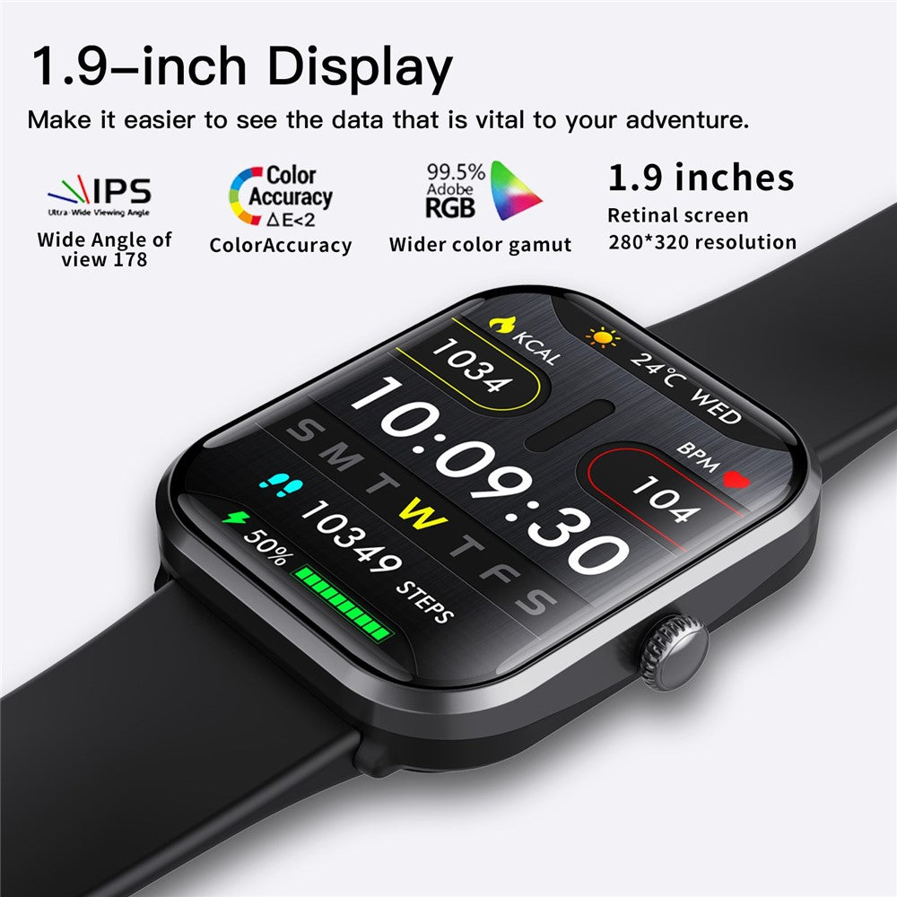 F96 1.9-inch Bluetooth-compatible Calling Smart Watch Body Temperature Blood Glucose Monitoring Fitness Tracker Smart Bracelet
