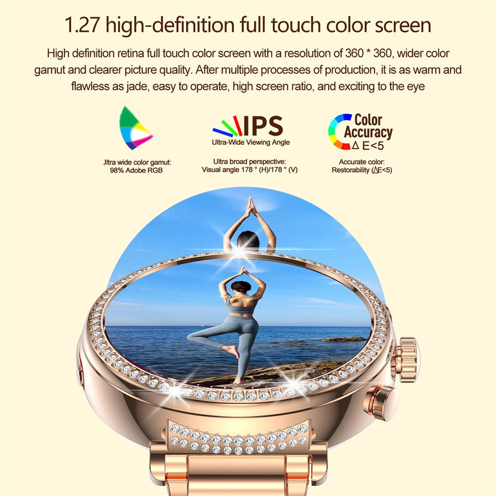 TK28 Women ECG Bluetooth-compatible Call Heart Rate Temperature Monitor Smart Watch, Steel Strap (CE Certified)
